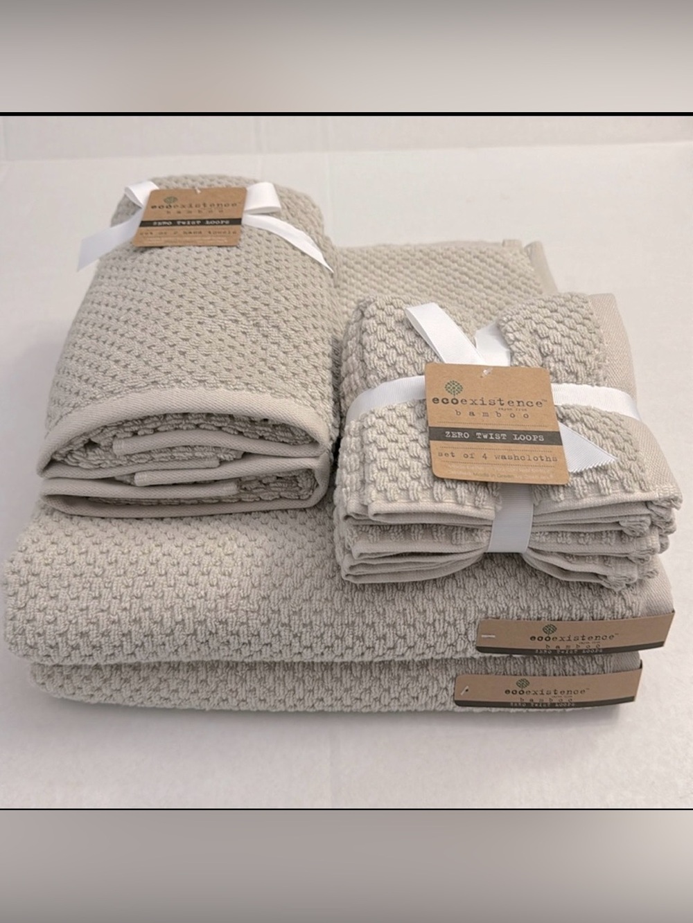 8pc ECOEXISTENCE Bamboo Zero Twist Loops Bath Towel Set - FGChiffon